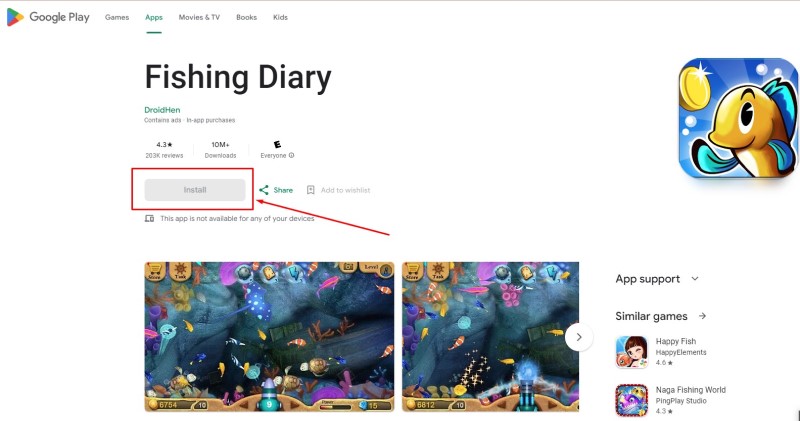 Tải game Fishing Diary từ Google Store